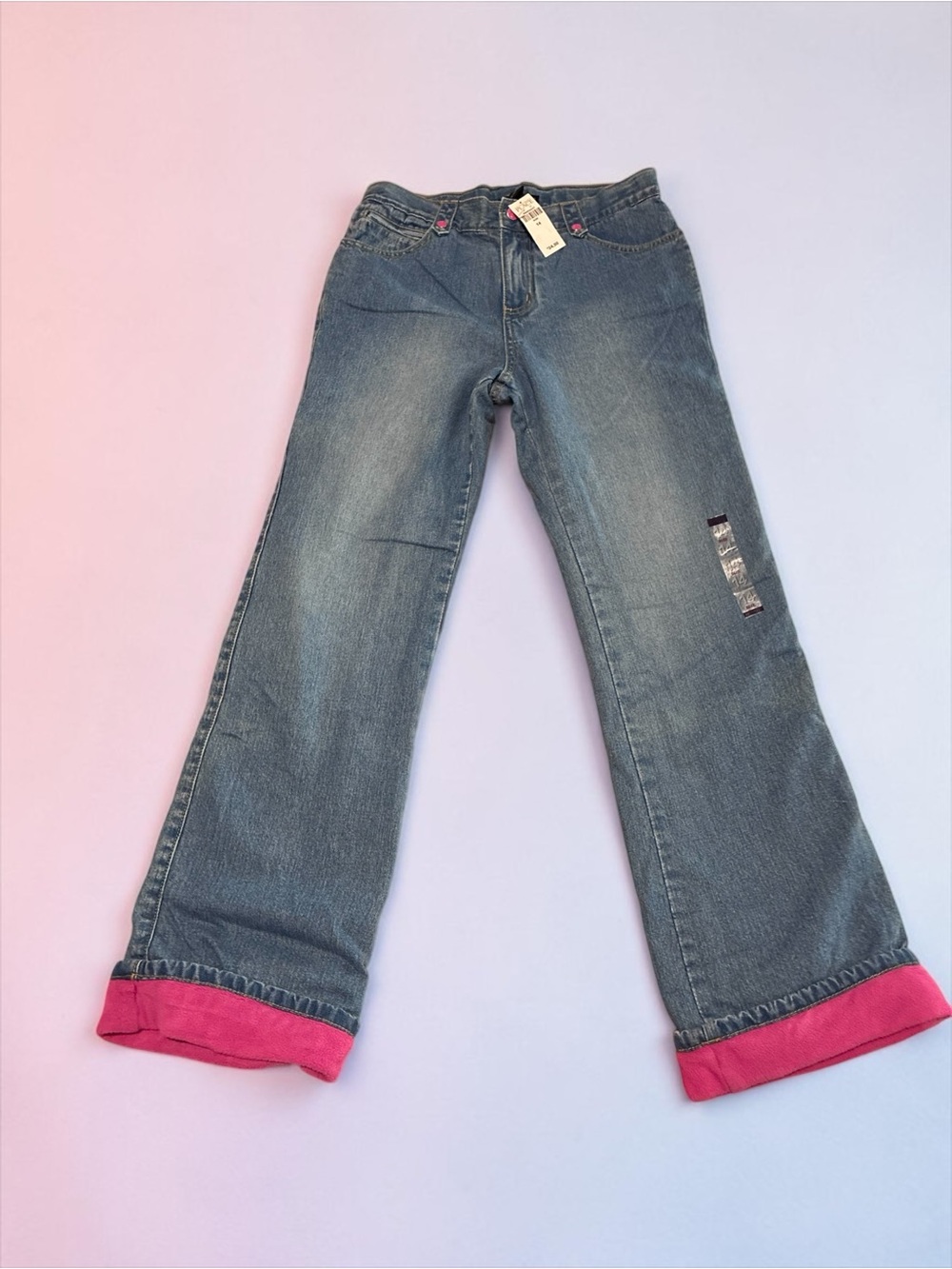 The Children's Place Blue Denim Jeans with Pink Cuffs